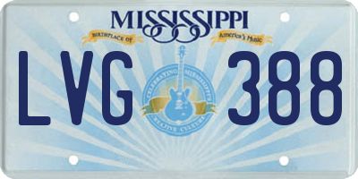 MS license plate LVG388