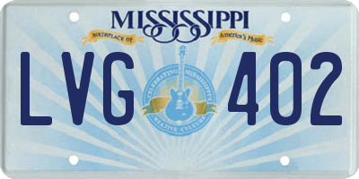 MS license plate LVG402