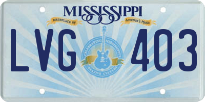 MS license plate LVG403