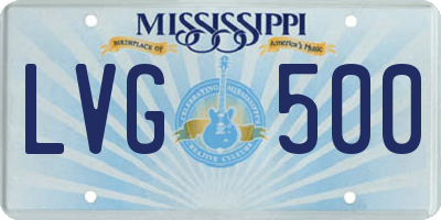 MS license plate LVG500