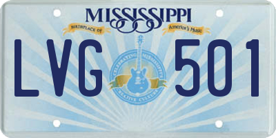 MS license plate LVG501