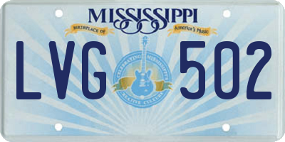 MS license plate LVG502