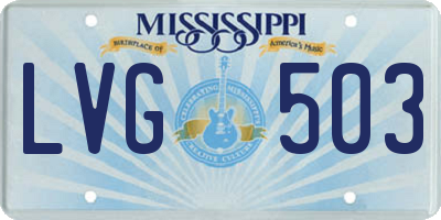 MS license plate LVG503