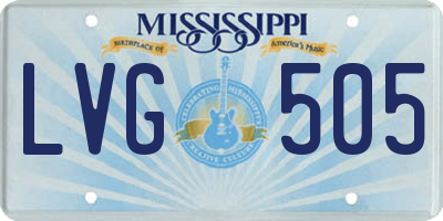 MS license plate LVG505