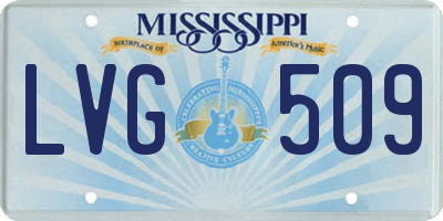 MS license plate LVG509
