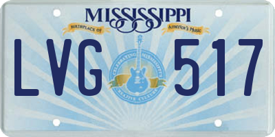 MS license plate LVG517