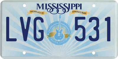MS license plate LVG531