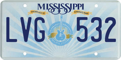 MS license plate LVG532