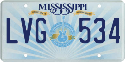 MS license plate LVG534