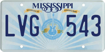MS license plate LVG543