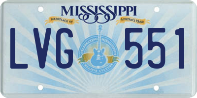 MS license plate LVG551