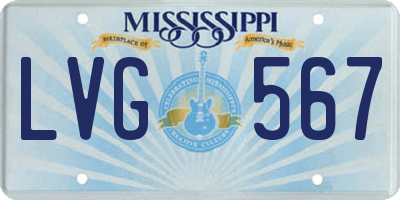 MS license plate LVG567