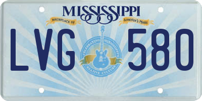 MS license plate LVG580