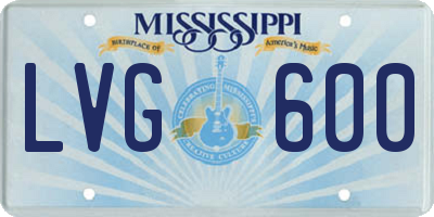 MS license plate LVG600