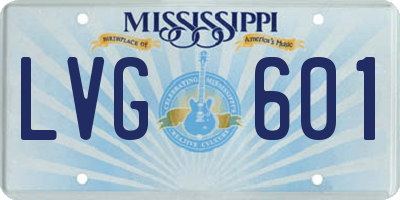 MS license plate LVG601