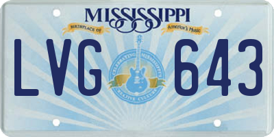 MS license plate LVG643