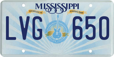 MS license plate LVG650