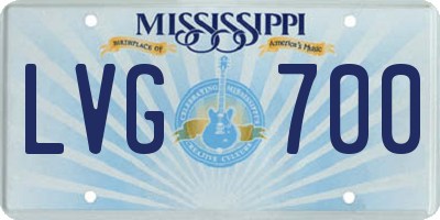 MS license plate LVG700