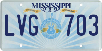 MS license plate LVG703