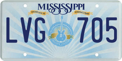 MS license plate LVG705