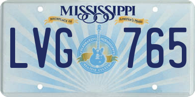 MS license plate LVG765