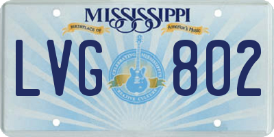 MS license plate LVG802