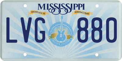 MS license plate LVG880