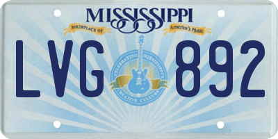 MS license plate LVG892