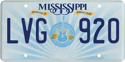 MS license plate LVG920