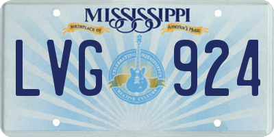 MS license plate LVG924
