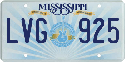 MS license plate LVG925