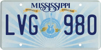 MS license plate LVG980