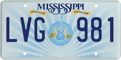 MS license plate LVG981