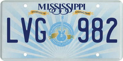 MS license plate LVG982