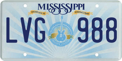 MS license plate LVG988