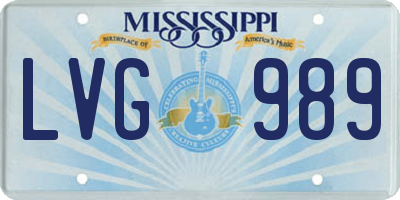 MS license plate LVG989