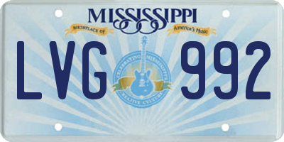 MS license plate LVG992
