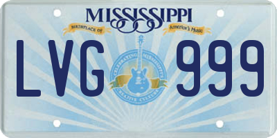 MS license plate LVG999
