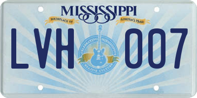 MS license plate LVH007