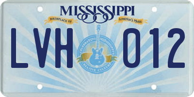 MS license plate LVH012
