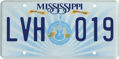 MS license plate LVH019