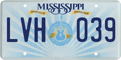 MS license plate LVH039