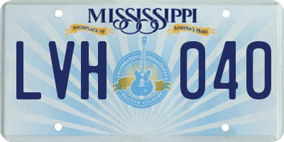 MS license plate LVH040