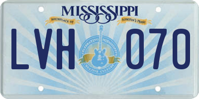 MS license plate LVH070