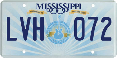 MS license plate LVH072