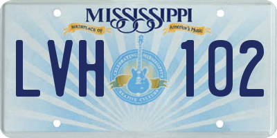 MS license plate LVH102