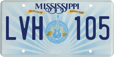 MS license plate LVH105