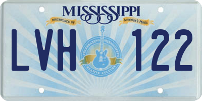 MS license plate LVH122
