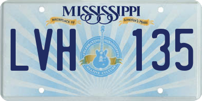 MS license plate LVH135
