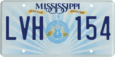 MS license plate LVH154